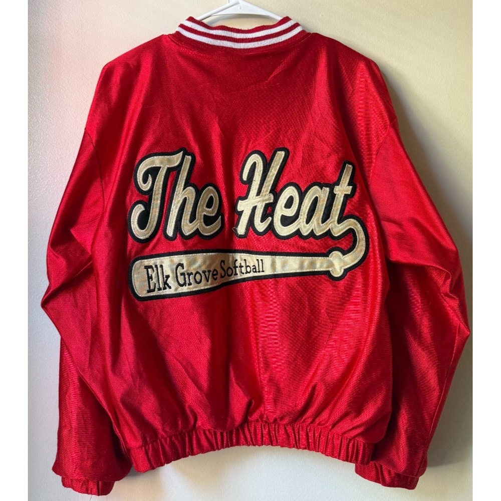 Vintage Women's Size S August Sportswear Varsity Jacket Red 'The Heat'  Softball